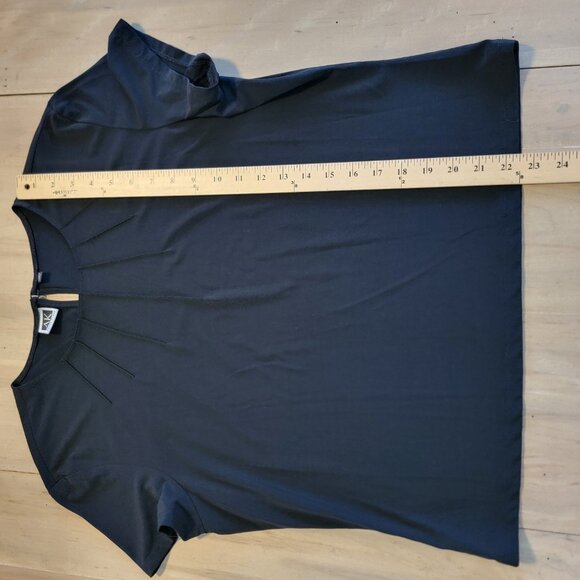 Vintage Anne Klein Top Sz XL Blouse Black Short Sleeve Career Classic Office - Picture 8 of 9